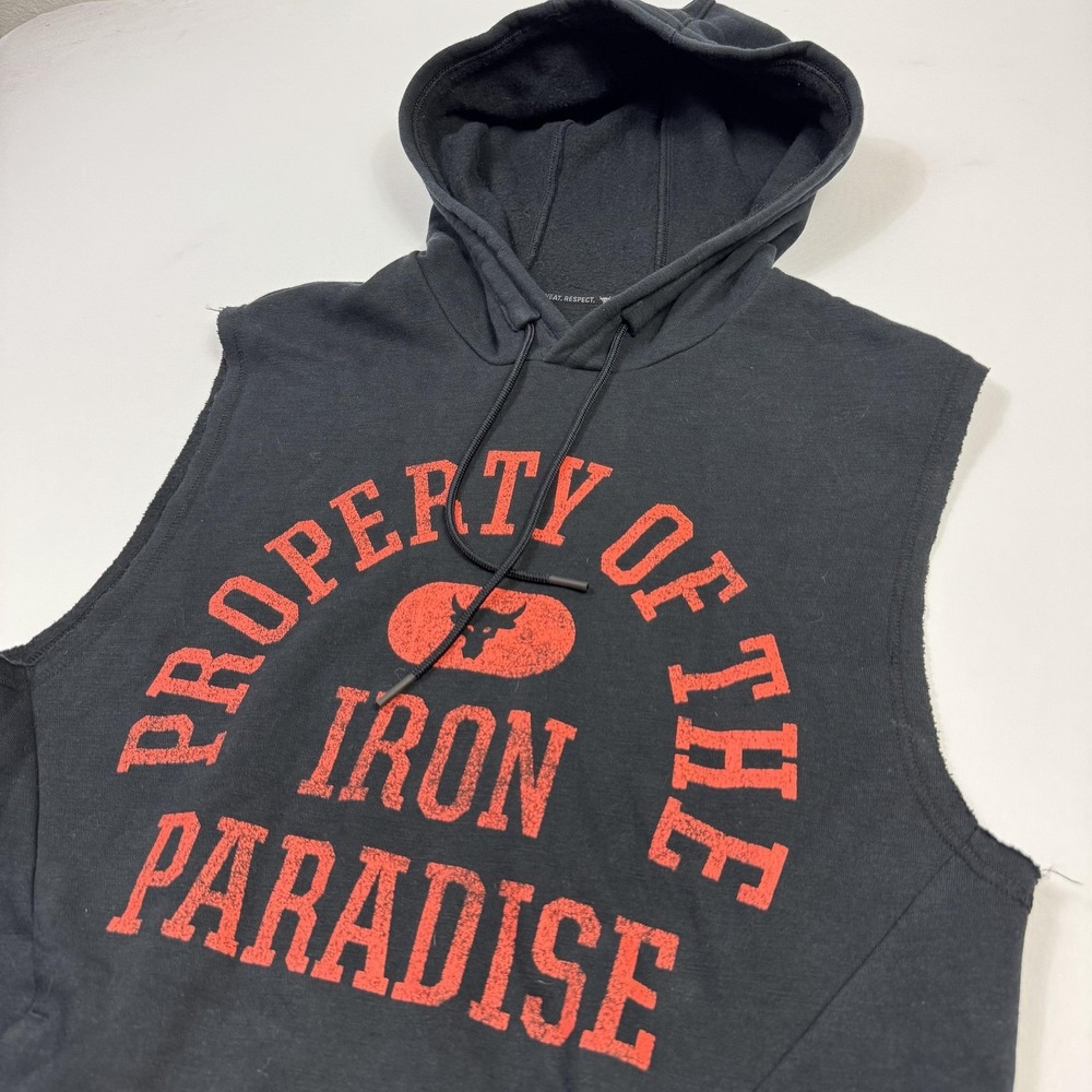 Under Armour Project Rock Hoodie Mens Small Black Sleeveless Iron‎ Paradise Gym